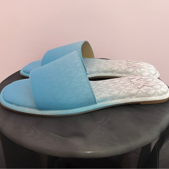 Michael Kors Logo Slides in Ocean Blue - Picture 3 of 6